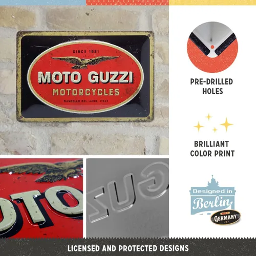 Miniatura 3 de Nostalgic-Art Letrero retro de hojalata, 7.9 x 11.8 pulgadas, Moto Guzzi – Logo Motocicletas – Idea de regalo para los fanáticos