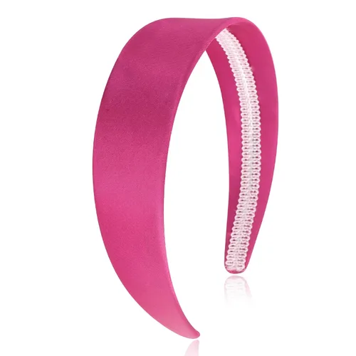 Miniatura 11 de Wecoe Diadema azul bebé de 1.6 pulgadas de ancho, diadema de satén de seda para mujer, antideslizante, a la moda, banda lisa para el cabello