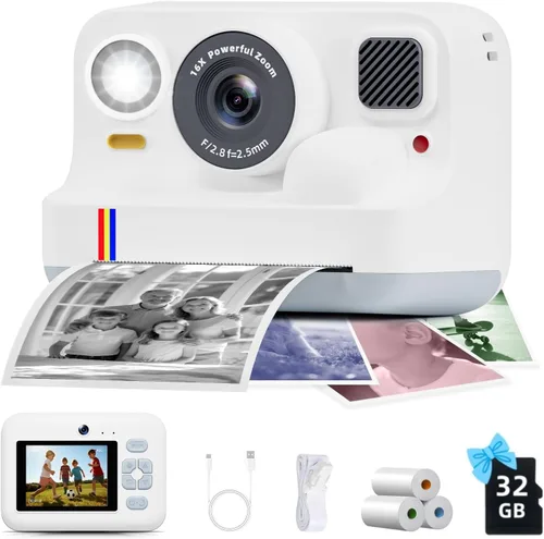 Miniatura 11 de Cámara de impresión instantánea para niños, regalos de cumpleaños de Navidad para niñas y niños de 3 a 15 años, cámara de video digital portátil Rosa