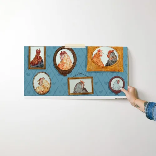 Miniatura 7 de Papel tapiz para despegar y pegar, retratos familiares de pollo, marcos de gallinas, gallos para retratos, pollos, animales de granja, vintage