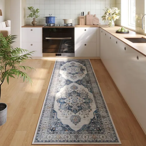 Miniatura 24 de Rugcomf Alfombra de pasillo de 2 x 6 pies, lavable, bohemio, suave, antideslizante, no desprende pelusa, lana sintética, estilo vintage para cocina