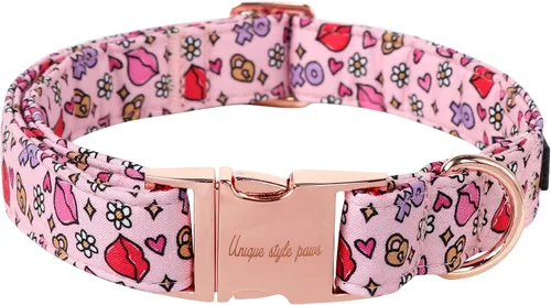 Miniatura 28 de Unique style paws - Collar para perro con hebilla de metal, naranja, duradero, lindo collar para perros pequeños, medianos y grandes