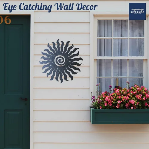 Miniatura 4 de Riverside Designs Sunburst - Arte de pared de metal para decoración al aire libre, resistente e impermeable, fabricado en Estados Unidos