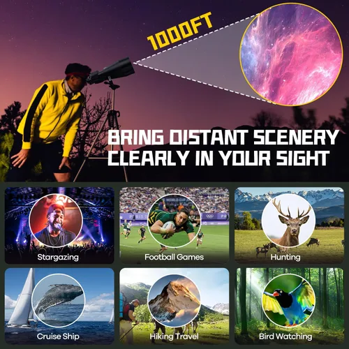 Miniatura 7 de Prismáticos de astronomía de 15-35 x 80 para adultos, zoom HD de 35x de alta potencia para observación de estrellas y observación de aves, binocular