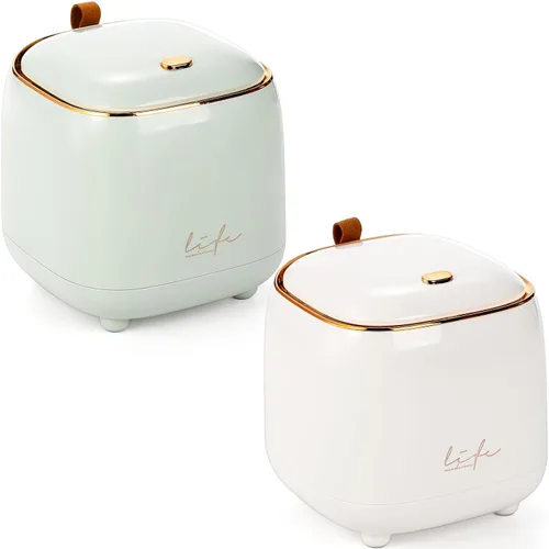 Foraineam Paquete de 2 cubos de basura de mesa con tapa emergente, mini cubo de basura de plástico para encimera, papelera de basura pequeña de