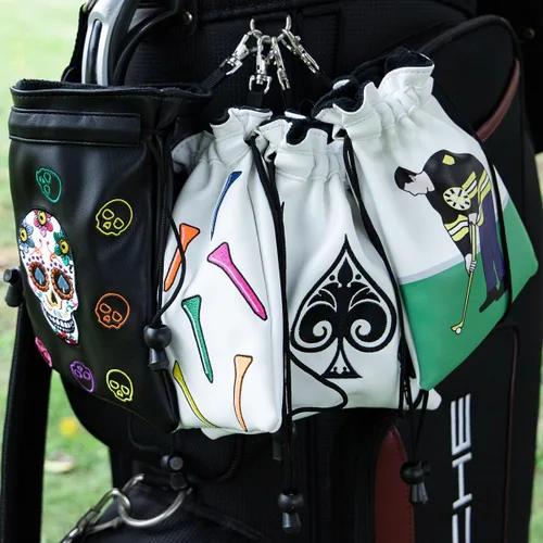 Miniatura 7 de montela golf Bolsa para objetos de valor, Bolsa para bolsa de golf con cordones Bolsa para tees de golf de cuero Bolsas para tees de golf
