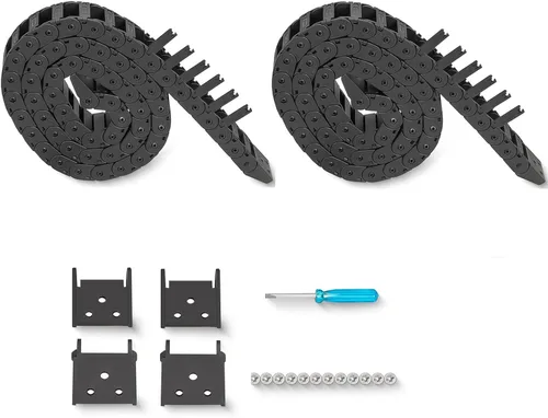 Miniatura 7 de 2 unidades de 39.4 pulgadas de cadena de arrastre tipo abierto R18 cadena de cable de alambre para fresadora CNC e impresora 3D, 2 pares adicionales