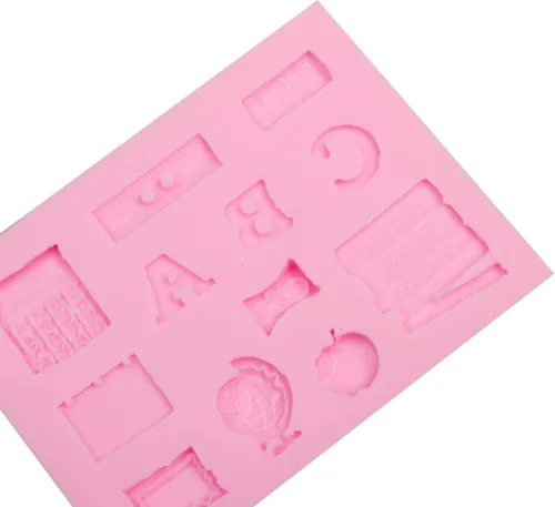 Miniatura 8 de Molde de silicona para libros, para bolsa escolar, regla de crayón, moldes de chocolate, suministros escolares, moldes para hornear para decoración
