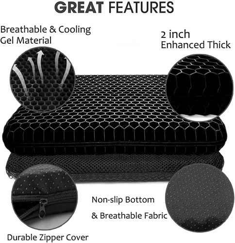 Miniatura 2 de Cojín de gel para sentarse durante mucho tiempo, cojín de gel extra grueso para silla de ruedas, almohadillas suaves para sillas de oficina, hogar