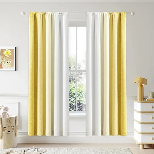 Miniatura 27 de Cortinas Ombre 100% Opacas de 63 Pulgadas de Largo 2 Paneles para Dormitorio Azul Blanco Patrón Degradado Oscurecimiento de Habitación Aislamiento