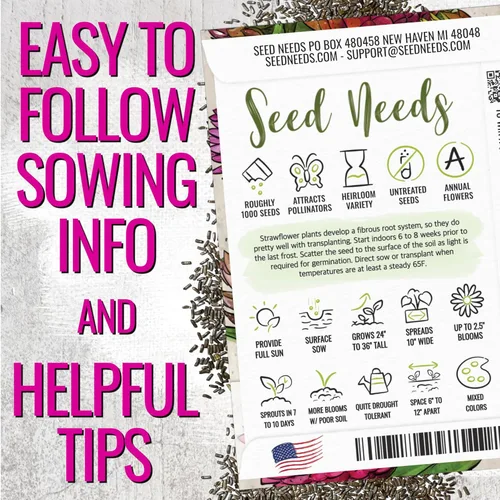 Miniatura 3 de Seed Needs Semillas de fresa para plantar, semillas anuales de flores tradicionales y polinizadas abiertas. Cultiva una colorida mezcla de flores
