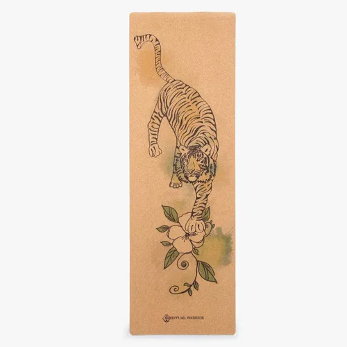 Miniatura 12 de Shakti Warrior Tapete de yoga de corcho, diseñado por artistas, tapete antideslizante ecológico de alta calidad, ideal para yoga regular y caliente