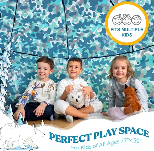 Miniatura 4 de W&O Aerodome Arctic Camo con luces LED y sonido, se infla en segundos para niños de 3 a 12 años (ventilador no incluido)