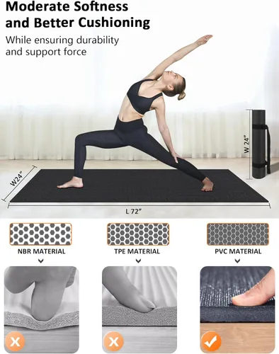 Miniatura 2 de Tapete de ejercicio grande de 8 x 5 pies 12 x 6 pies para gimnasio en casa, tapete de ejercicio resistente para suelo de gimnasio, esterilla