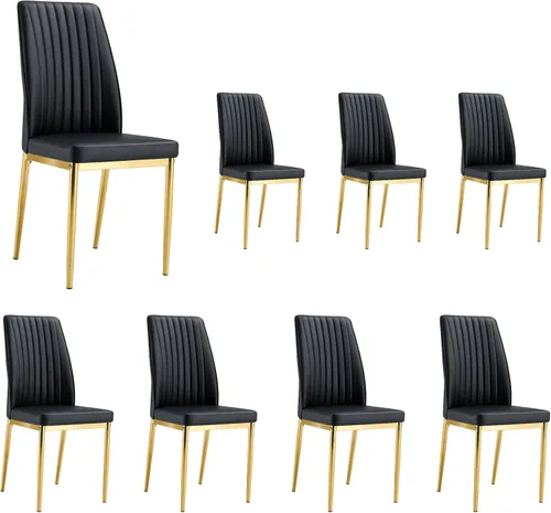 Miniatura 19 de Juego de 4 sillas de comedor modernas, de piel sintética, con patas de metal, para comedor, oficina, sala de espera (juego de 4, color blanco)