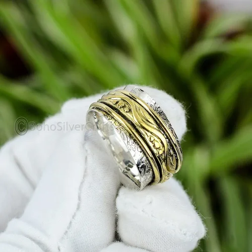 Miniatura 4 de Spinning Rings For Women, 925 Sterling Silver Ring, Spinner Silver Ring, Handmade Spinner Ring, Anxiety Spinner Ring, Boho Spinner Ring, Spinner