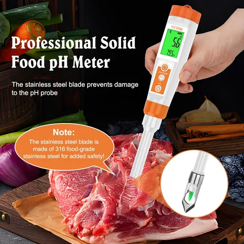 Miniatura 2 de Medidor de pH inteligente para alimentos - Probador digital de pH con todos los accesorios Medidor de pH YINMIK Lab Termómetro de pH