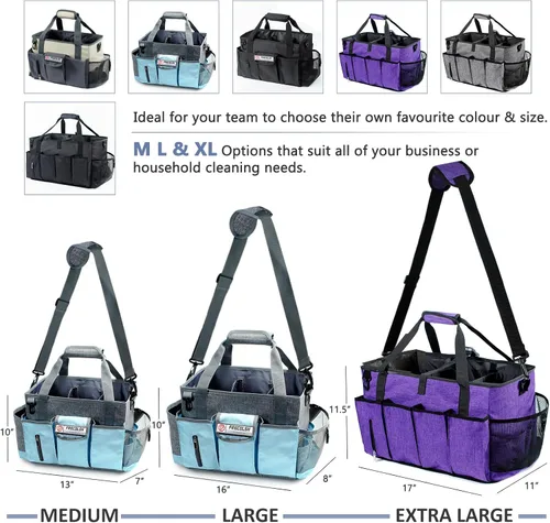 Miniatura 7 de Caddy de Limpieza para Suministros de Limpieza, Organizador con Bolsillos para Artículos Esenciales de Limpieza del Hogar, Organizador de Limpieza