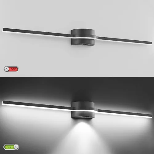 Miniatura 2 de SOLFART BK-3C - Luces LED de tocador para baño, lámparas de baño negras, 3 colores de temperatura regulable de 48 pulgadas