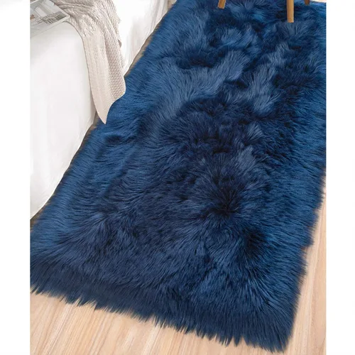 Miniatura 10 de LOCHAS Alfombra mullida ultrasuave, alfombra de pelo sintético de oveja, para el dormitorio, para colocar junto a la cama, para la sala