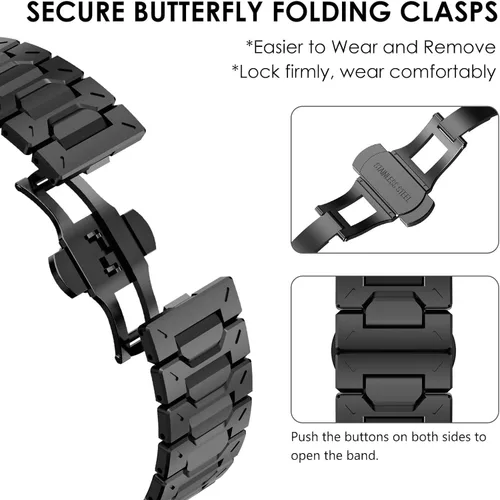 Miniatura 4 de WINGLE Compatible con Galaxy Watch 8/8 Classic Band para hombre, acero inoxidable, Samsung Galaxy Watch 8 Band de 1.732 in, 1.575 in, 1.811 in