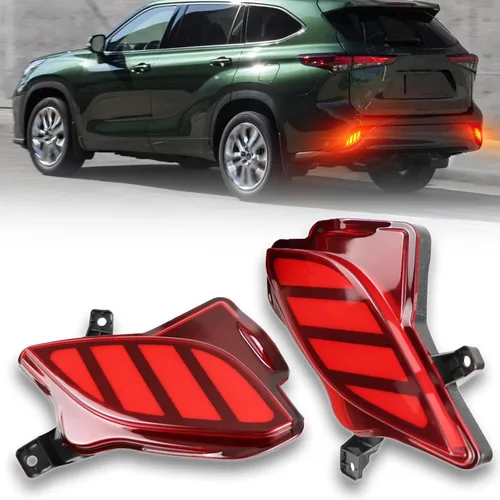 Ensamble de luz antiniebla de parachoques LED de lente roja GeeGeeTop - Luz antiniebla trasera de 3-en-1, luz de freno, reflector - Compatible con