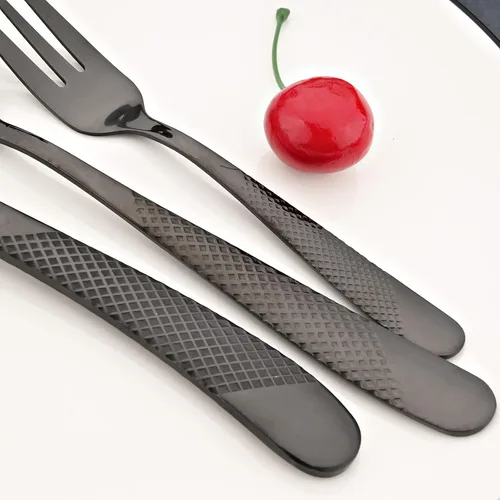 Miniatura 6 de JASHII Juego de cubiertos modernos de acero inoxidable martillado de 20 piezas, multiusos, para el hogar, cocina, restaurante, servicio de vajilla