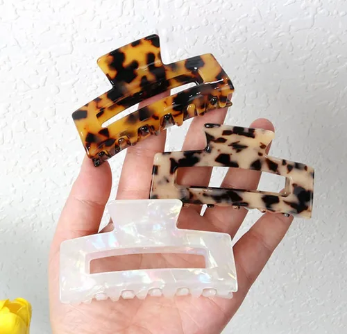 Miniatura 5 de 4 piezas de pinzas para el cabello, pasadores de cabello de acetato en forma de plátano, pinzas de mandíbula de mariposa francesa, horquilla