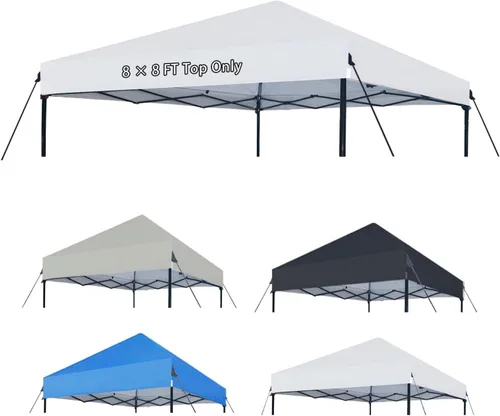 Miniatura 10 de Joramoy Toldo de repuesto de 8 x 8 pulgadas, cubierta impermeable para tienda de campaña desplegable con cuerdas resistentes al viento para marco