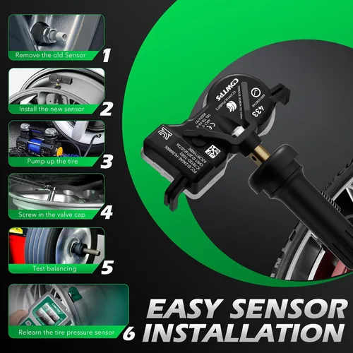Miniatura 5 de CDWTPS Sistema de monitoreo de presión de neumáticos TPMS Sensor 68252493AB 433HMz Fit Dodge Jeep (1 paquete)