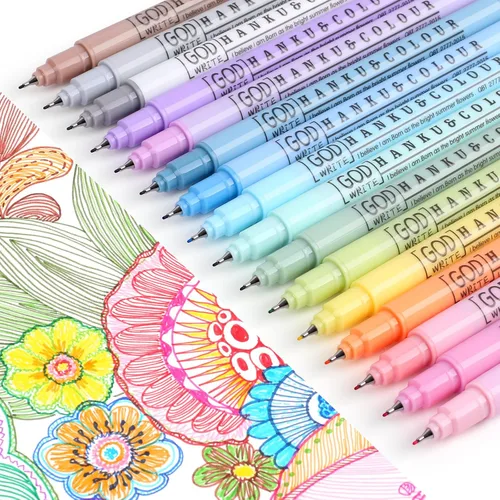 HANKU - Bolígrafos de punta fina de 0.38 mm, paquete de 16 bolígrafos de color para la Biblia, sin traspaso, marcadores de punta extra fina para