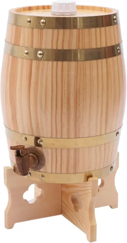 Barril de madera de pino de LOYALHEARTDY de 5 l de madera de pino de primera calidad, con soporte vertical para almacenamiento de whisky, vino,