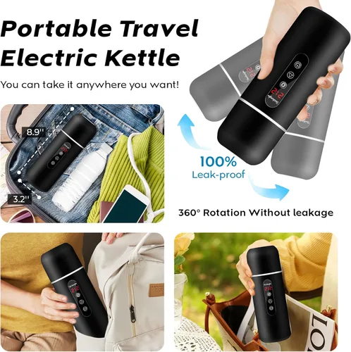 Miniatura 7 de Hervidor eléctrico de viaje, calentador de café de coche de 12 V/24 V, caldera de agua caliente portátil, pequeño calentador de agua caliente