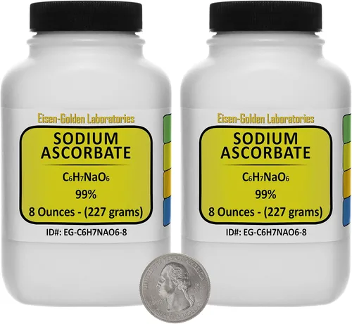 Miniatura 8 de Ascorbato de sodio [C6H7NaO6] 99% USP polvo de grado alimenticio 8 onzas en una botella
