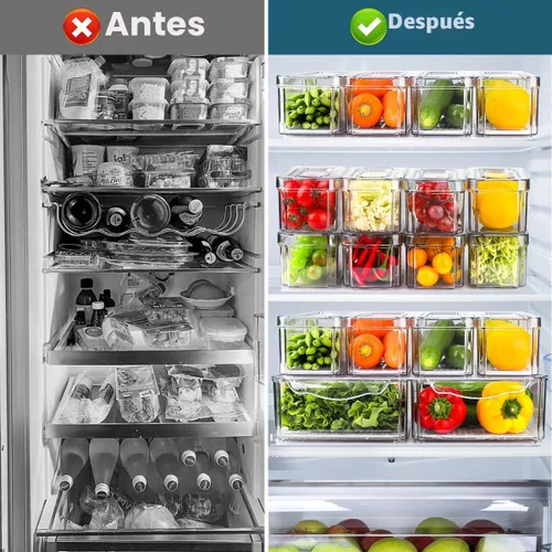 Miniatura 3 de Paquete de 14 organizadores para refrigerador y almacenamiento - Contenedores organizadores con tapas para refrigerador, organización sin BPA