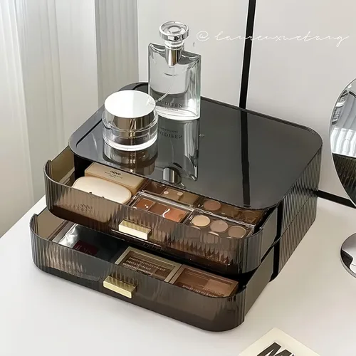 Miniatura 13 de Cajón organizador apilable de plástico transparente Organiza paletas de sombras de ojos, cosméticos y suministros de belleza en un tocador