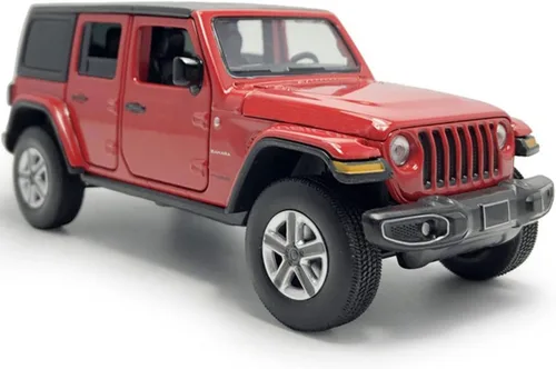 Miniatura 7 de Wrangler Sahara - Vehículo de juguete fundido a presión a presión de 4 puertas, vehículos de metal a escala 1/32, vehículos de metal fundido a Rojo