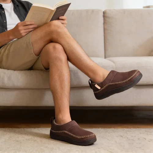 Miniatura 4 de Zigzagger - Pantuflas de tobillo estilo mocasín para hombre, para interior y exterior