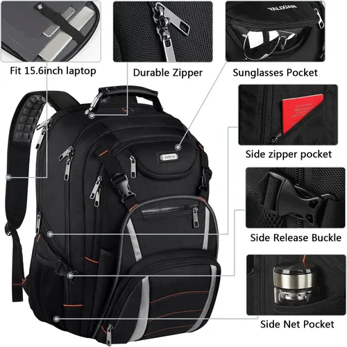 Miniatura 6 de Mochila de viaje para laptop, mochila extragrande para hombres y mujeres, mochila de baloncesto con puerto de carga USB RFID antirrobo, aprobada por