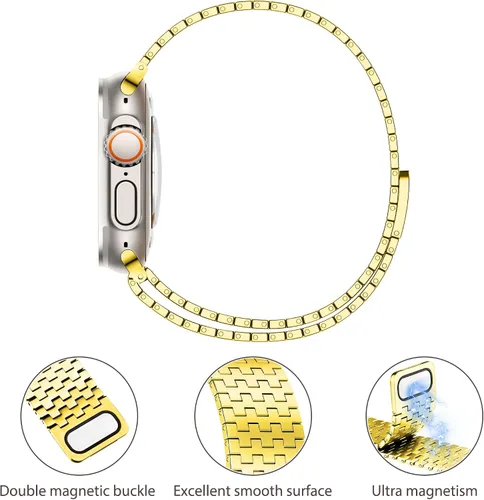 Miniatura 3 de Correas compatibles con Apple Watch Band de 1.654 pulgadas (Serie 10) 1.614 pulgadas, 1.575 pulgadas, 1.496 pulgadas, malla milanesa de acero