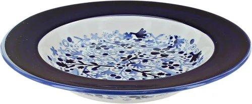 Miniatura 6 de Cerámica polaca de rosa azul – Plato de sopa azul violeta – 9.25 pulgadas de diámetro – Gran cuenco para sopas, ensaladas y pastas