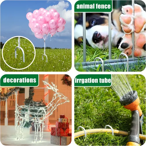 Miniatura 6 de Paquete de 50 estacas de jardín con estacas de riego por goteo de 4 pulgadas en forma de U, estacas galvanizadas para paisaje, estacas de jardín