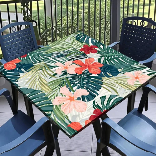 Miniatura 55 de Round Fitted Tablecloth with Elastic Outdoor Table Cover Round Elastic Tablecloths for Tables Waterproof Wipeable Table Cloths for
