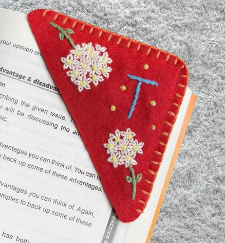 Miniatura 66 de Marcapáginas de esquina bordadas a mano personalizadas, Marcadores para mujeres, Marcador personalizado para los amantes de los libros, lindo Verde