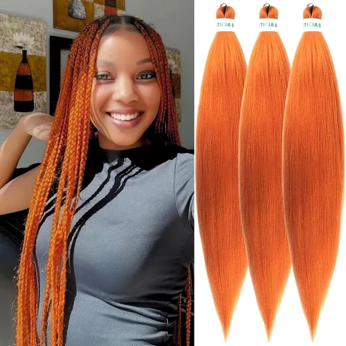 Miniatura 104 de Cabello estirado de fibra Kanekalon para trenzar con cabello humano, color oro rosado, 30 pulgadas