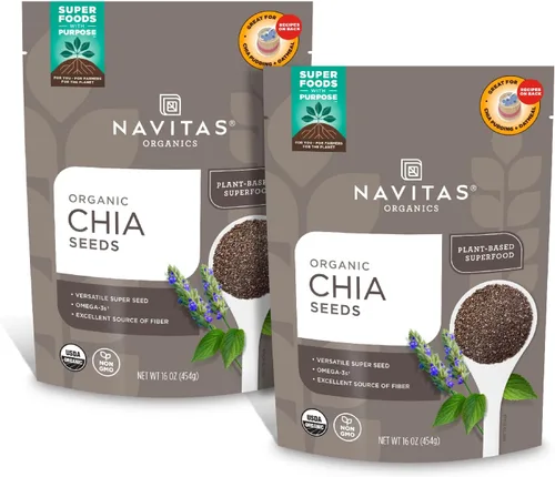 Miniatura 11 de Navitas Organics Semillas de chía - Para pudín de chía, batidos, hornear, ensaladas y más - Omega 3, fibra, minerales - USDA orgánico, sin OMG