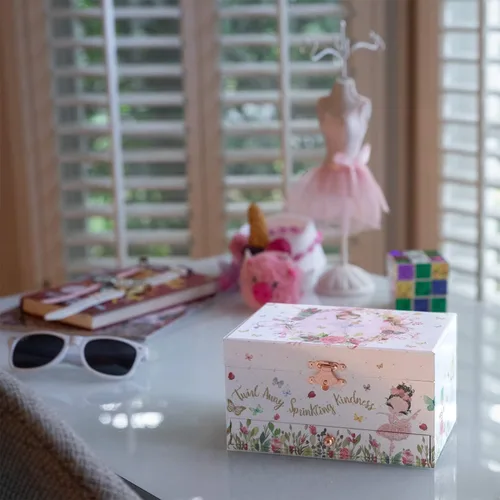 Miniatura 8 de The Memory Building Company Caja de música Joyero de bailarina para niñas y niños con collar y pulsera a juego Regalos de cumpleaños para niñas