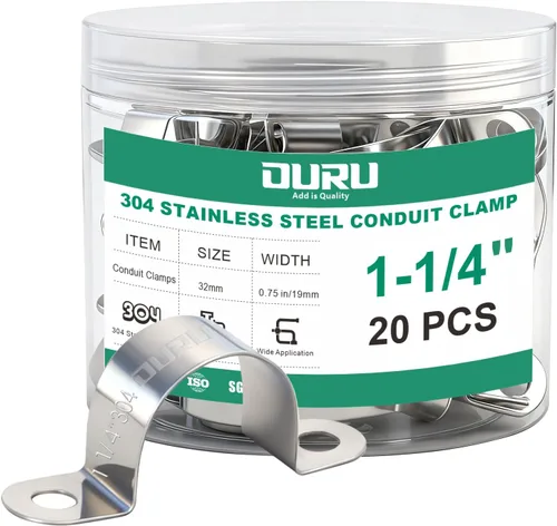 Miniatura 9 de OURU 30 abrazaderas de conducto de 1 pulgada de acero inoxidable 304, abrazadera de tubo de metal rígido en U, correa de tubo de 2 agujeros