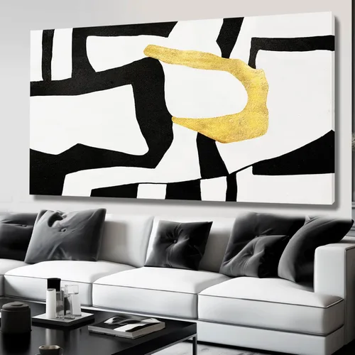 Miniatura 14 de NBAODAN Arte de pared en blanco y negro abstracto para decoración de pared, póster geométrico de lienzo grande, pintura de pared grande de 24 x 48