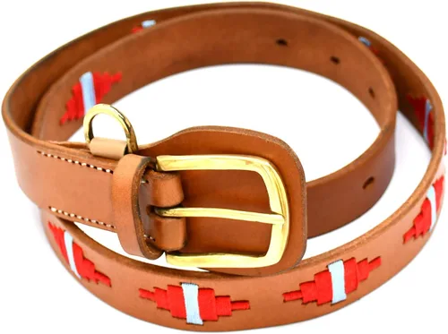 Miniatura 3 de Cinturón Polo Cuero cosido a mano Cinturón marrón 38" BLT-01, Marrón